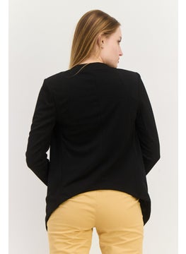 BCBGeneration Women Split Neck Solid Long Sleeve Cardigan, Black  - Image 3