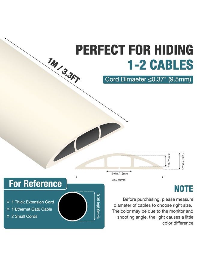 DBHXXMB-HH Floor Cord Cover, Cable Protector, 0.63W x 0.31H inches, Wire Cover for Extension Cords, Floor Cable Covers Prevent Cable Trips (Beige, 50-3 Feet) - Image 5