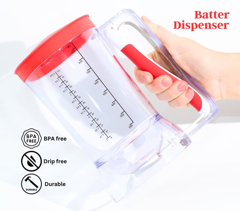Dalup Enterprises Mess-Free Pancakes Pourer & Cupcake Batter Dispenser | 4 Cup Capacity | Precision Pour Control & Easy-Squeeze Handle | BPA-Free Kitchen Tool for Waffles, Crepes & Muffins - Image 3