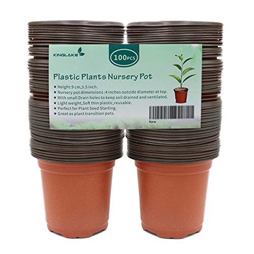 KINGLAKE 100 Pcs 4" Plastic Plants Nursery Pot/Pots Seedlings Flower Plant Container Seed Starting Pots,4 Inch,Red - Image 5