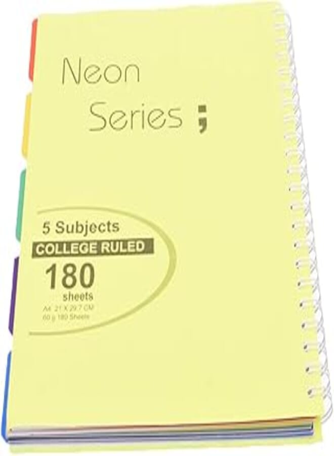 دفتر ملاحظات سلكي فاخر، غلاف مقوى، 180 ورقة، 5 مقسمات، PP NO:04 A4