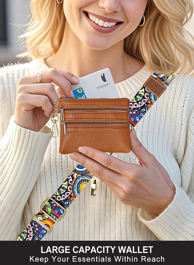 Crossbody Phone Strap with Wallet, Clip and Go Strap for Phone with Wallet, Adjustable Crossbody Cell Belt with Zippered Pouch, Neck Shoulder Cell Lanyard for Women, Bohemian Sun - Image 5