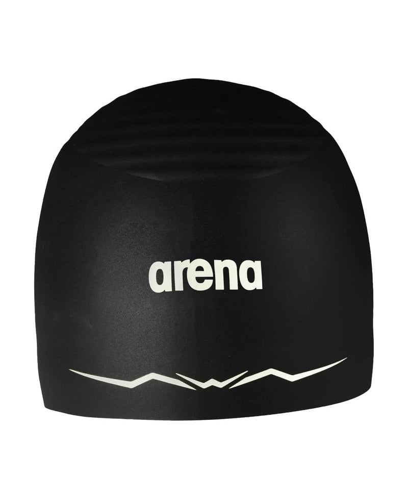Arena Silicone Racing Swim Cap Men and Women Aquaforce Wave Hydrodynamic Performance Competitive Intensive Swimming, Black, Medium - Image 1