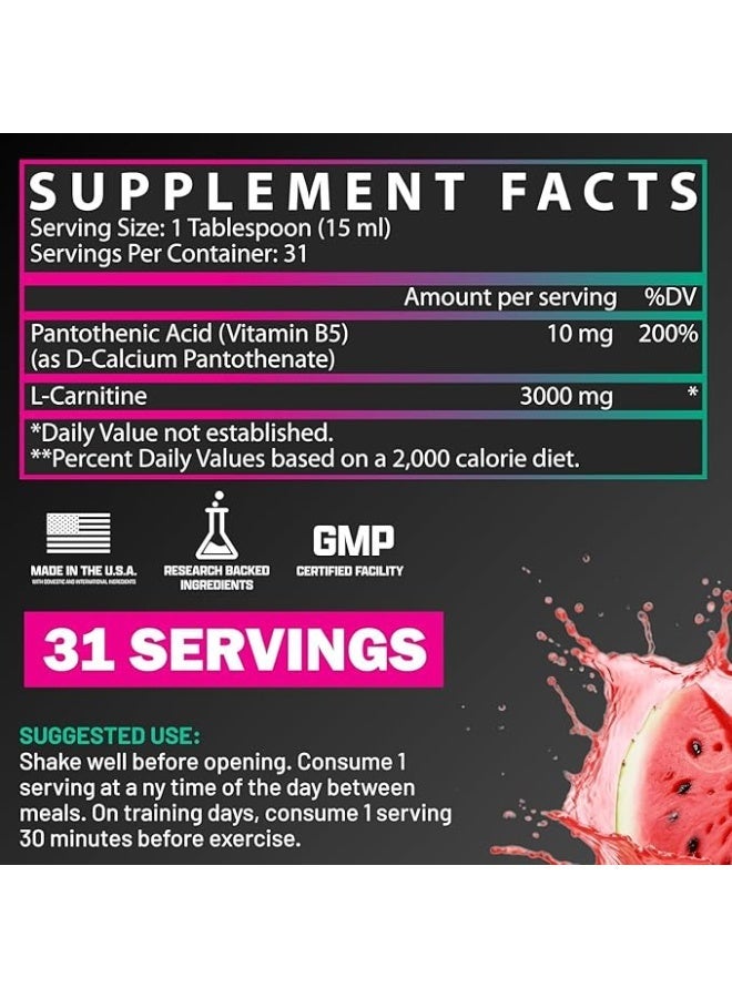 Nutrex Research Liquid Carnitine, Strawberry Watermelon, 3000 mg, Boost Endurance 31 SERVINGS - Image 3
