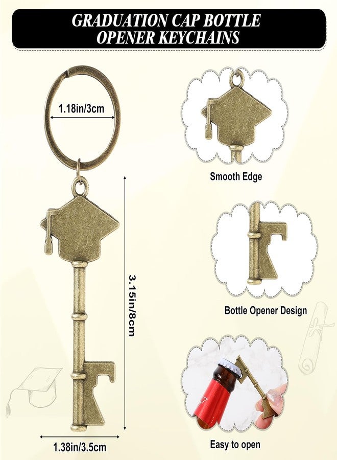Ninehaoou 25 Sets Graduation Party Favor for Guest 2025 Graduation Keychain Cap Bottle Opener Gifts with Motivational Card Organza Bag Class of 2025 College Celebration School Party Supplies (Gold) - Image 2