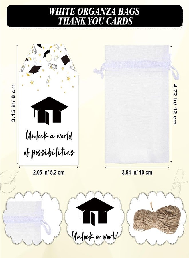 Ninehaoou 25 Sets Graduation Party Favor for Guest 2025 Graduation Keychain Cap Bottle Opener Gifts with Motivational Card Organza Bag Class of 2025 College Celebration School Party Supplies (Gold) - Image 3