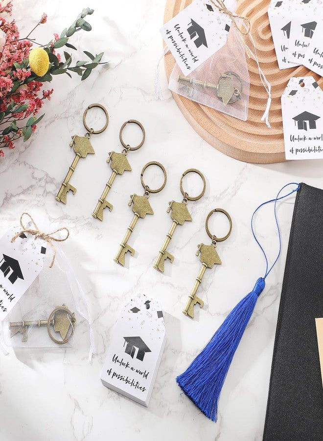 Ninehaoou 25 Sets Graduation Party Favor for Guest 2025 Graduation Keychain Cap Bottle Opener Gifts with Motivational Card Organza Bag Class of 2025 College Celebration School Party Supplies (Gold) - Image 5