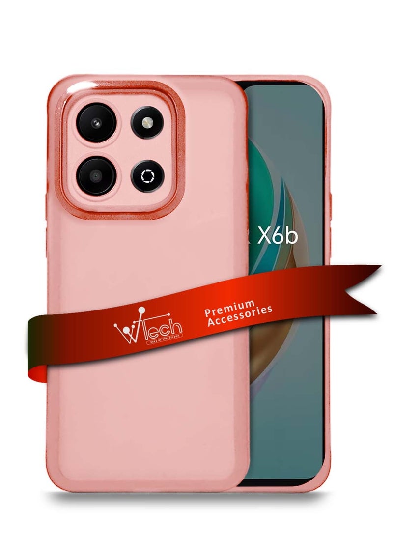 دبليو تيك هونر X6b 4G 2024 هاتف ناعم شفاف TPU سيليكون نحيف للغاية غطاء خلفي أنيق مطلي بالكهرباء للكاميرا - وردي - Image 1