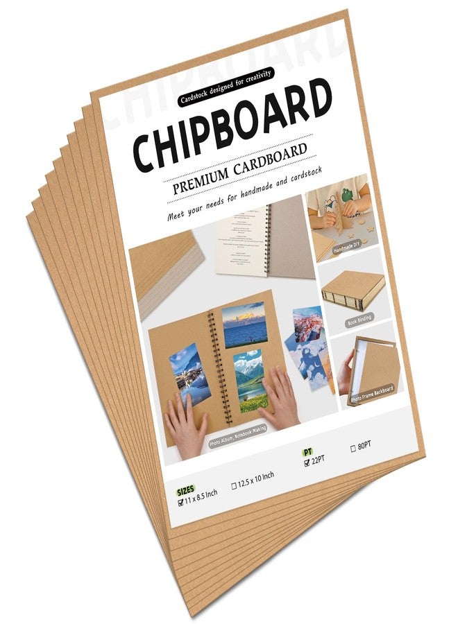 JNENERY 10 Chipboard Sheets 8.5 x 11", 22pt Book Board for Bookbinding, Cardboard for Crafts, Thick Chipboard and Sturdy Kraft Board Thin Cardboard Sheets for DIY Projects, Packaging (Kraft) - Image 1