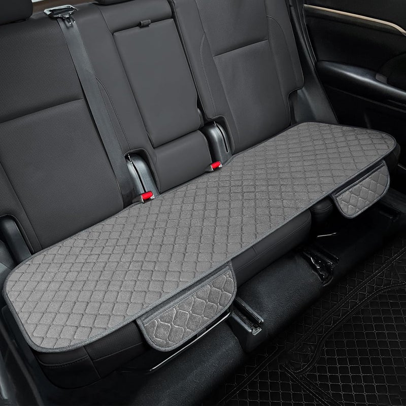 surpassme Comfortable Car Seat Covers Universal Back/Brench Seat Coves for Car Accessories with Storage Pockets, Padded Car Interior Covers for Automotive, SUV, Truck, and Van(Grey) - Image 1