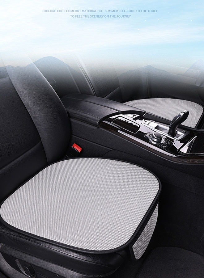 3PCS Universal Car Seat Cushion Set 3D Soft Linen Breathable Car Seat Cushion for Front and Back Seat Comfort Non-slip Breathable Ice Silk Cushion Car Interior Accessories (Black/3PCS)