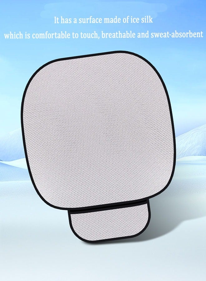 3PCS Universal Car Seat Cushion Set 3D Soft Linen Breathable Car Seat Cushion for Front and Back Seat Comfort Non-slip Breathable Ice Silk Cushion Car Interior Accessories (Black/3PCS)