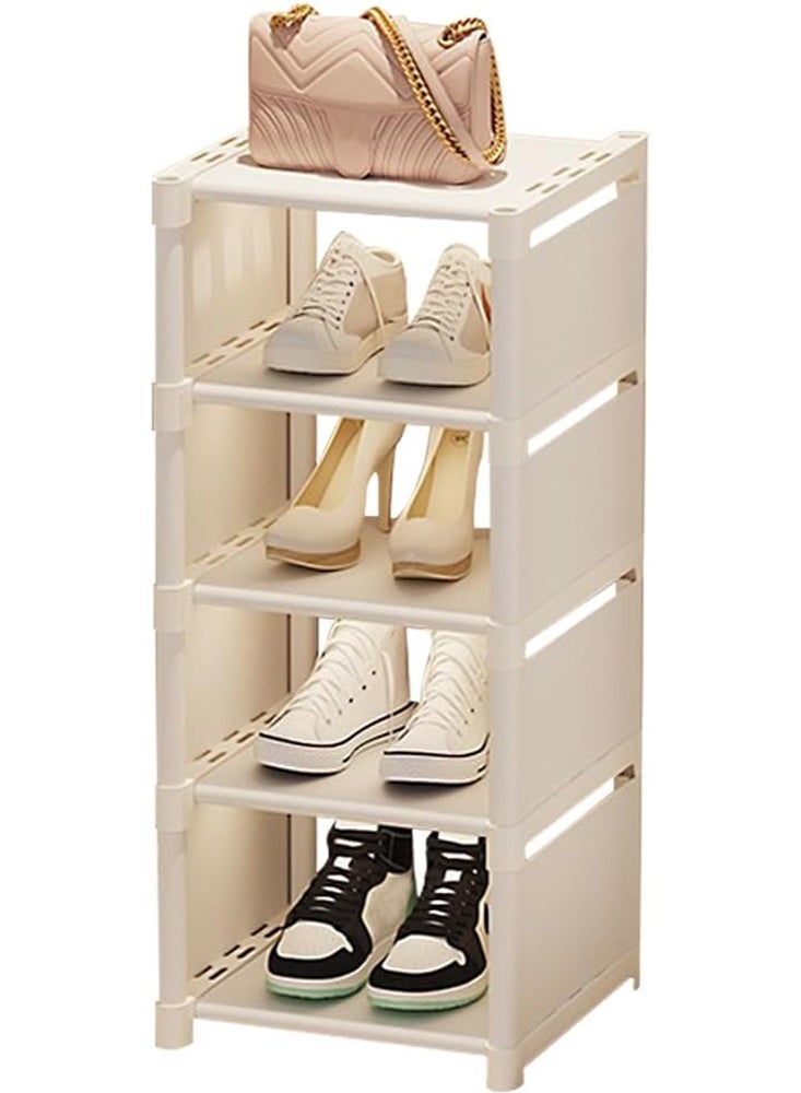 Solerconm 4-Tier Slim Shoe Rack for Entryway, DIY Shoe Storage Cabinet, Space-Saving Shoe Organizer for Small Spaces (White, 27 x 30 x 73 CM) - Image 2