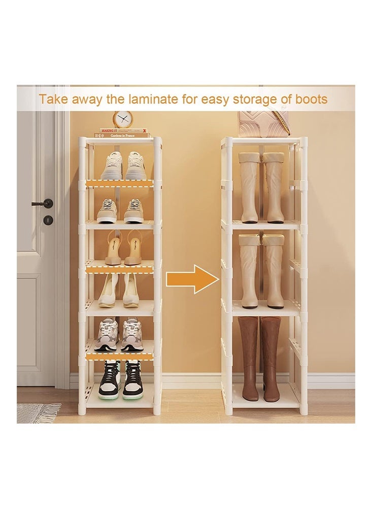 Solerconm 4-Tier Slim Shoe Rack for Entryway, DIY Shoe Storage Cabinet, Space-Saving Shoe Organizer for Small Spaces (White, 27 x 30 x 73 CM) - Image 4
