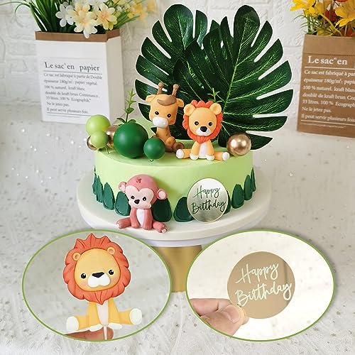 DRWATE Jungle Safari Animal Cake Topper with Colourful Balls Plam Leaves Cake Decoration for Girls Boys Wild Theme Birthday Party Baby Shower Supplies (STYLE 3) - Image 3