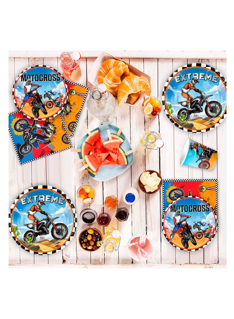 Motorcycle Birthday Decorations for 10 Guests, 98pcs Dirt Bike Party Disposable Tableware Set - Image 5