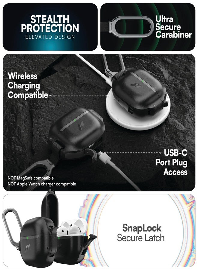 Proof Labs for AirPods 4 Case with Lock - Tough AirPods 4th Generation Case Cover with Carabiner, Rugged Protection and Hard Protective Shell (Black, AirPods 4th Gen) - Image 3