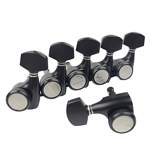 Kaynes Guitar Locking Tuners – 18:1 Black Lock String Tuning Keys Pegs Machine Heads Tuners for Strat Tele ST TL LP SG most Electric or Acoustic Guitars (6 Inline for Left, Black) - Image 5