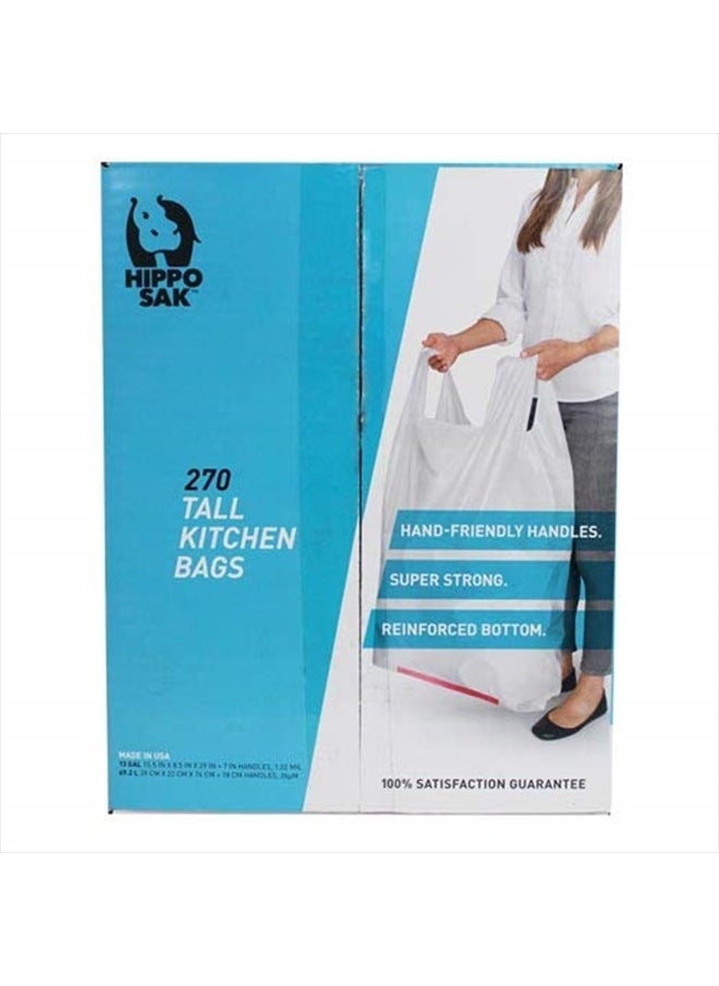 Hippo Sak Tall Kitchen Garbage Bags with Ergonomic Handles - 13 Gallon Trash Bags - Super Strong Patented Reinforced Bottom and Leak Proof Tall Kitchen Trash Bags - Heavy Duty Trash Bags (270 Count)  - Image 2