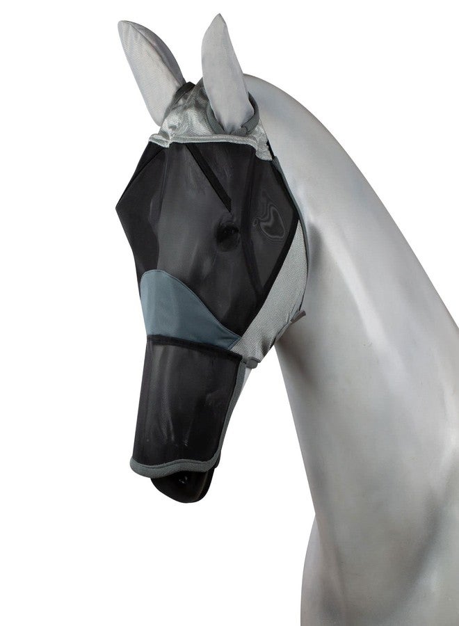 HORZE Eira Soft Polyester UPF 25 UV Protection Insect and Fly Mask - Gray - Horse - Image 2