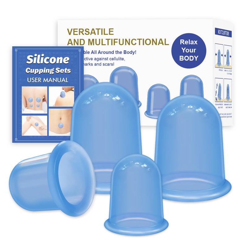 ELERA Silicone Cupping Therapy Sets Cellulite Reduction Vacuum Cup Cupping Kit for Massage Therapy 4 Cups