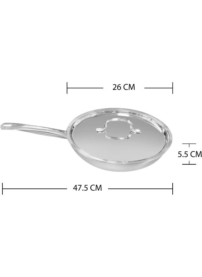 VINOD - VINOD SMART TRIPLY FRYPAN WITH LID - 3.7 Liters (26 CM), VTF026 - Image 1