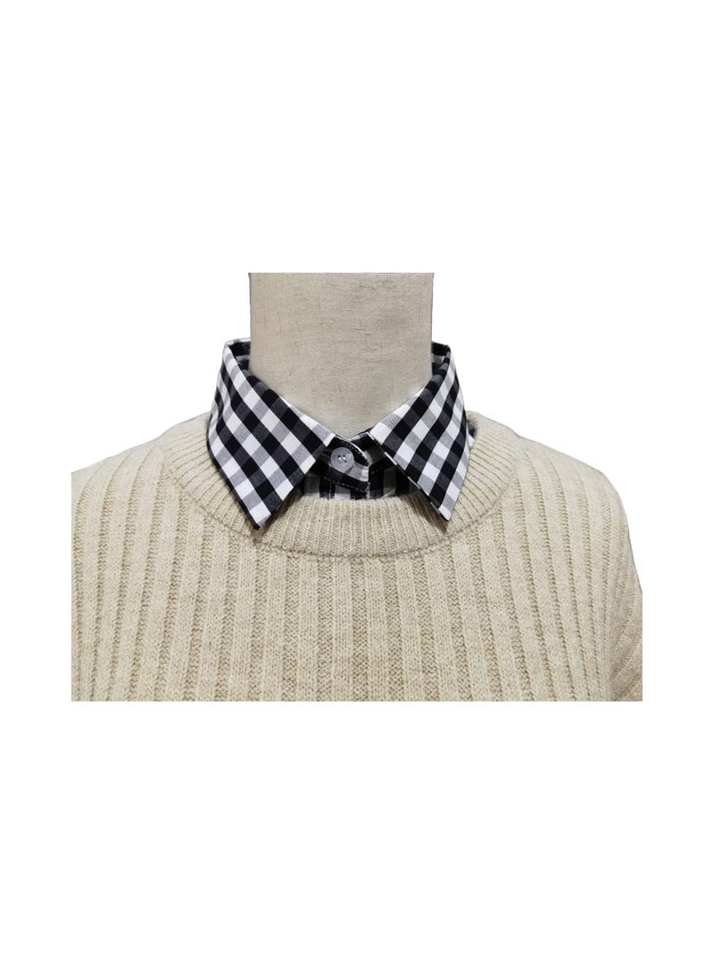 Stylish Detachable Dickey Blouse, Plaid False Collar Half Shirt for Women - Image 3