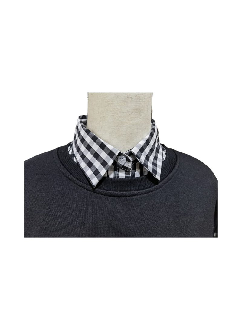 Stylish Detachable Dickey Blouse, Plaid False Collar Half Shirt for Women - Image 2