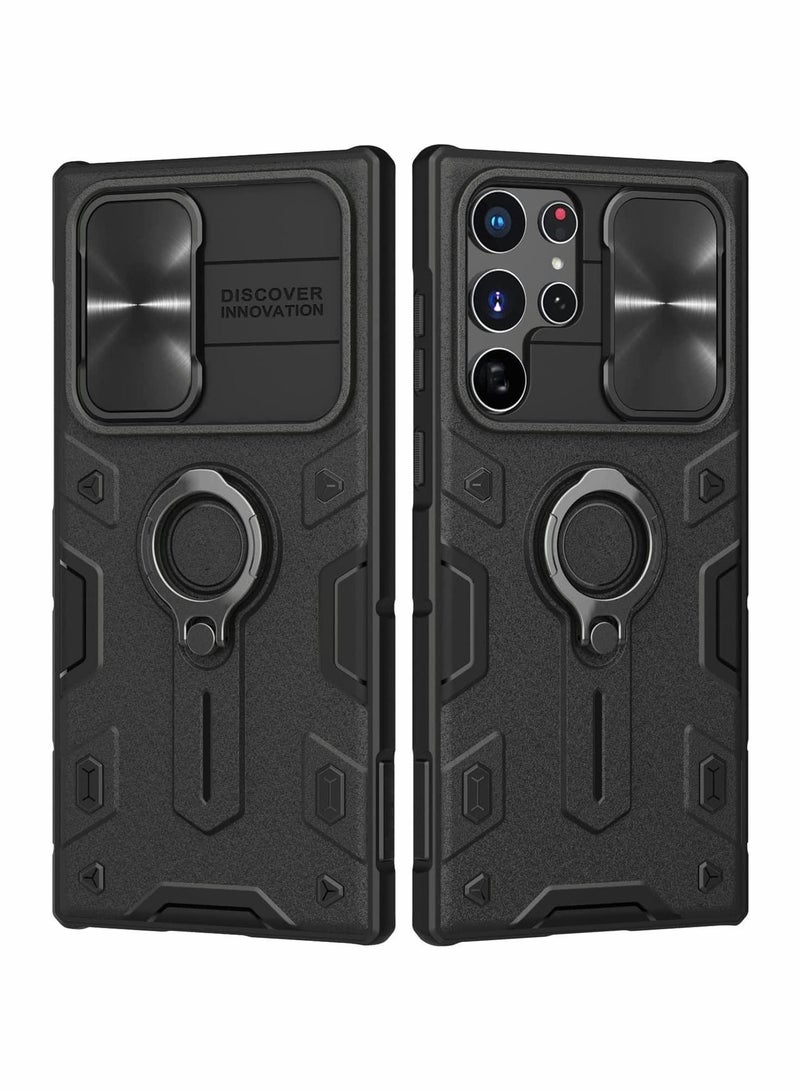 Y&D Case for Samsung S22 Ultra with Kickstand & Camera Lens Cover, Shockproof Hard PC Back and Soft Silicone Bumper Hybrid Protective Cover Galaxy 6.8'' （Black) - Image 1