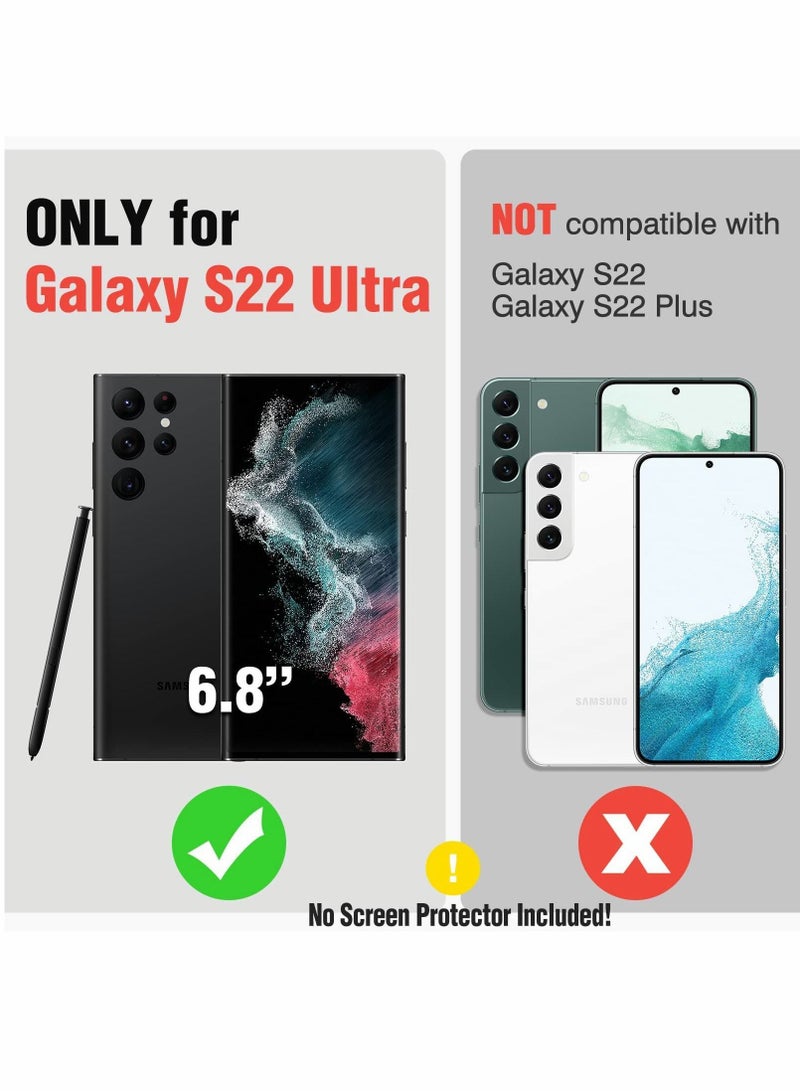 Y&D Case for Samsung S22 Ultra with Kickstand & Camera Lens Cover, Shockproof Hard PC Back and Soft Silicone Bumper Hybrid Protective Cover Galaxy 6.8'' （Black) - Image 2