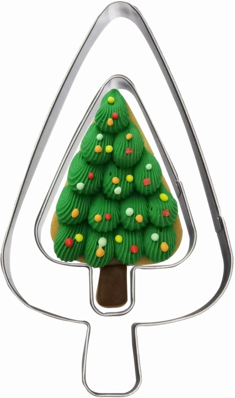 Comais Tree Shaped Cookie Cutters Set of 2 pcs Stainless Steel Christmas Tree Fondant Cutter Molds Baking DIY Tree Shape A - Image 1