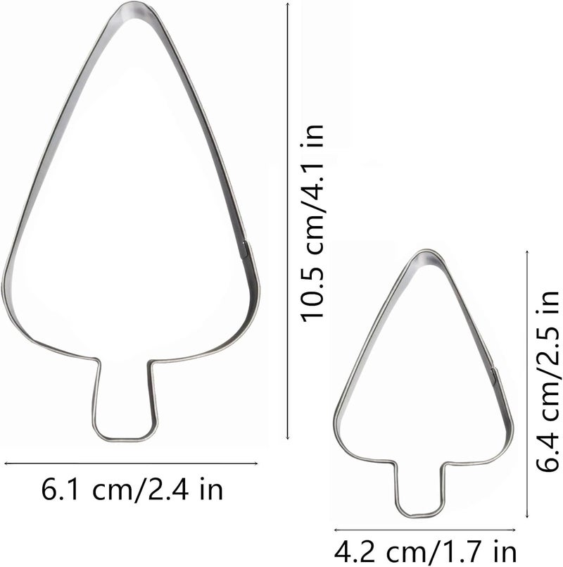 Comais Tree Shaped Cookie Cutters Set of 2 pcs Stainless Steel Christmas Tree Fondant Cutter Molds Baking DIY Tree Shape A - Image 3
