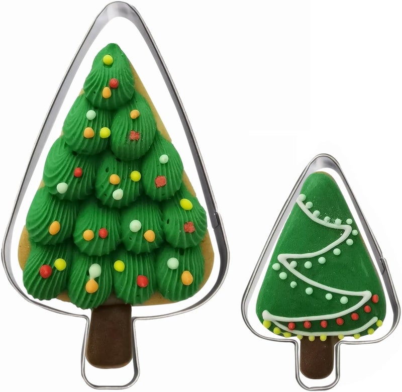 Comais Tree Shaped Cookie Cutters Set of 2 pcs Stainless Steel Christmas Tree Fondant Cutter Molds Baking DIY Tree Shape A - Image 5