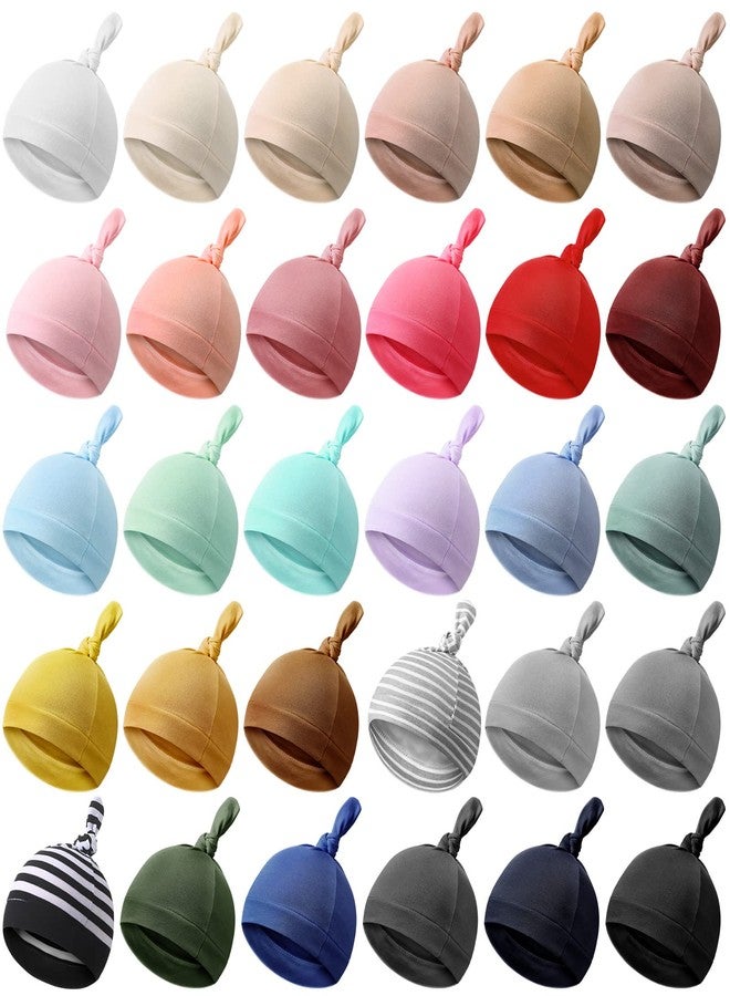 Bonuci 30 Pack Newborn Baby Hats Bulk Knot Beanie Hats Soft for Infant Baby Boys Girls Caps 0-6 Months, Multicolored - Image 1