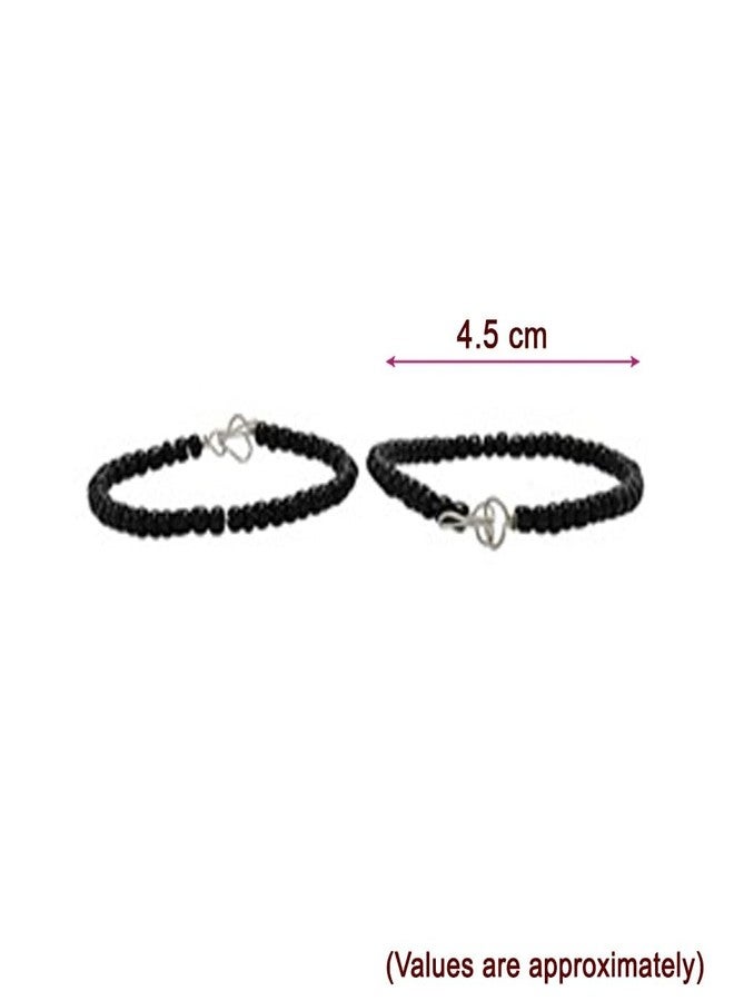 MOONPLUS 925 Handmade Sterling Silver Wired Born Baby Anklets |Disti Pusalu | Crystal Beads Payal| Velli kolusu | Hand and leg Both Bangle for Infant 0 to 1 year old | Nazariya for baby boy and Girl - Image 2