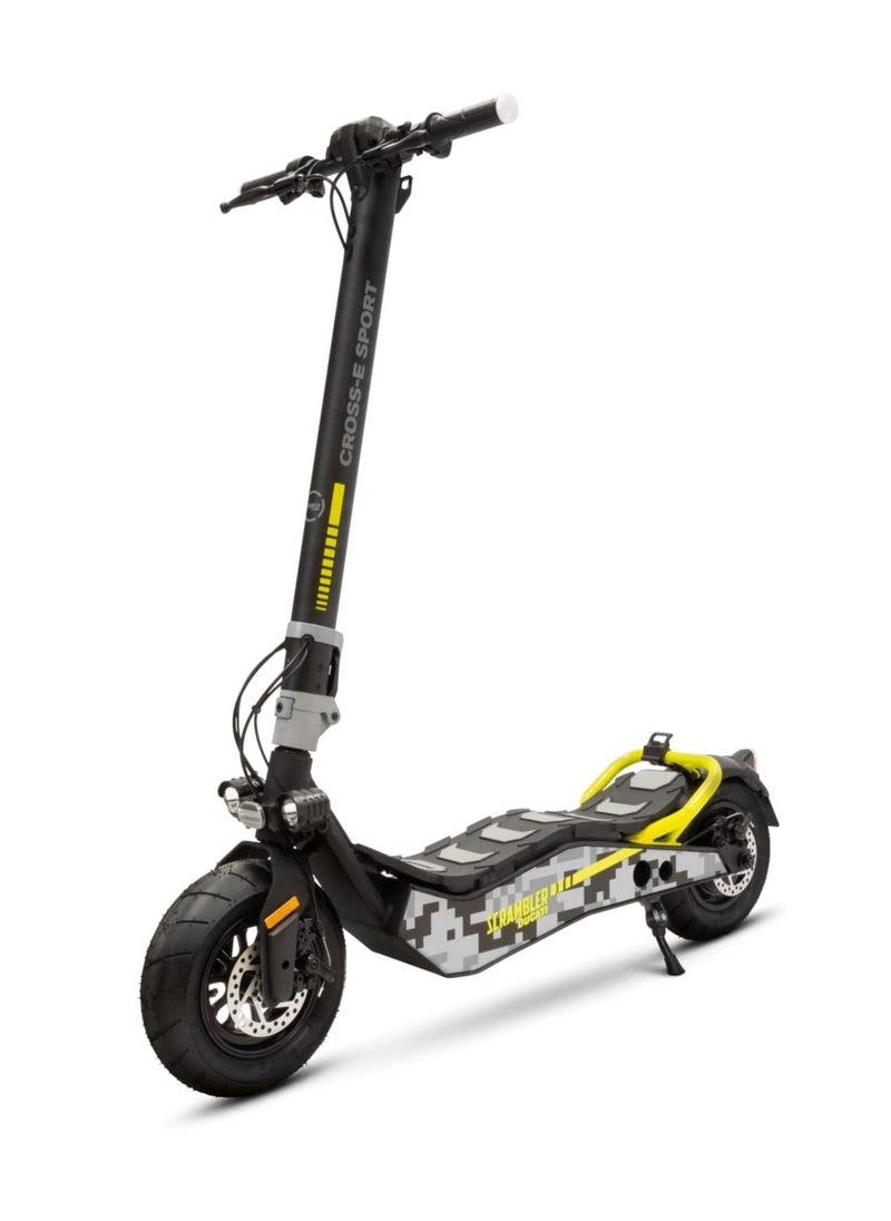Ducati Scrambler E-scooter Cross E Sport with Turn Signals, Stylish Design with Powerful 500W Brushless Motor, Max Range 40Km, 6.5” Fat Anti Puncture Tubeless Tires large 3.5” LCD display-Grey