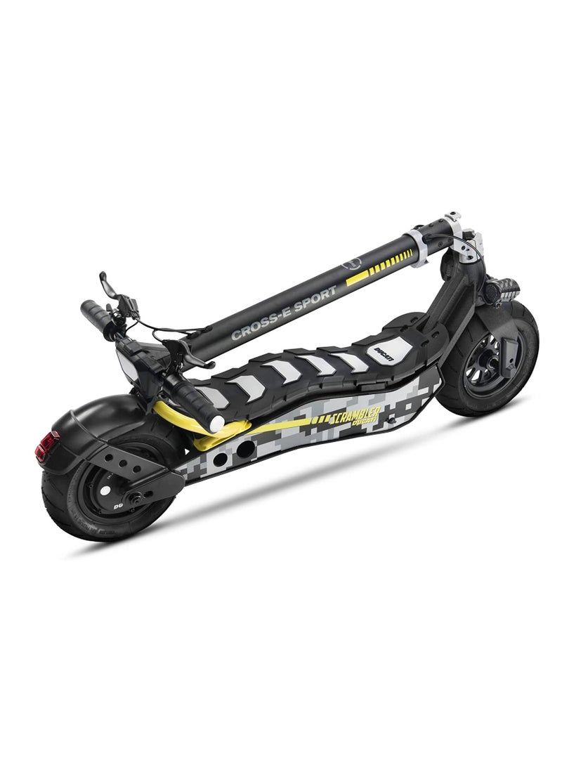 Ducati Scrambler E-scooter Cross E Sport with Turn Signals, Stylish Design with Powerful 500W Brushless Motor, Max Range 40Km, 6.5” Fat Anti Puncture Tubeless Tires large 3.5” LCD display-Grey