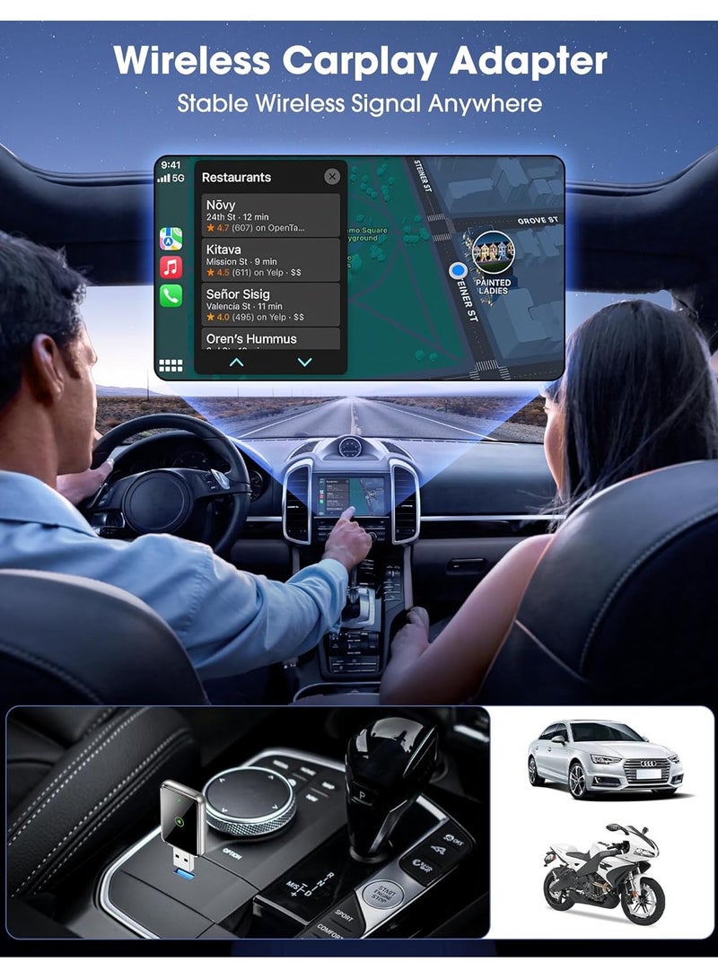 Necomi Wireless CarPlay Adapter for iPhone,Fast and Stable Connection for 2015 and up Built-in,Bluetooth 5.3, 5.8GHz, Aluminum Design, USB/Type-C, No Latency - Image 2
