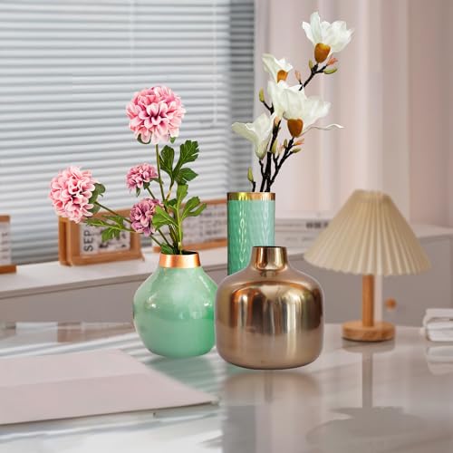 Ekhasa Nostrae by Ekhasa Unbreakable Metallic Aqua Green Flower Vase for Home Decor | Aesthetic Vase Gift for Wedding, Housewarming, Parties | Decorative Metal Vase for Living Room, Dining Table, Office - Image 4