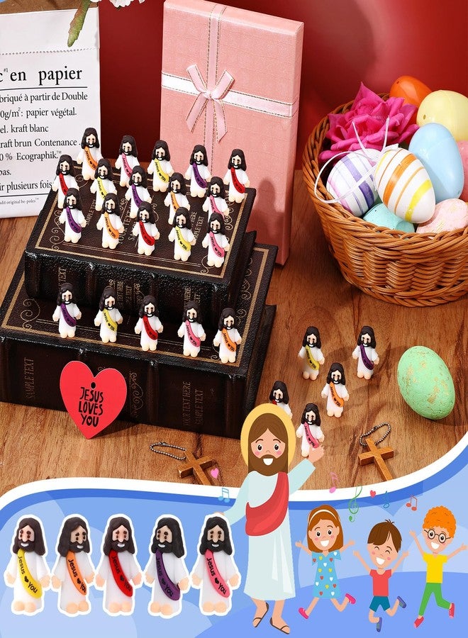 Bememo 25 Pcs Little Jesus Figures Original Design Jesus Love You Mini Rubber Toys to Hide and Seek Religious Party Favors Sunday School Baptism Gifts(Bright Color) - Image 3