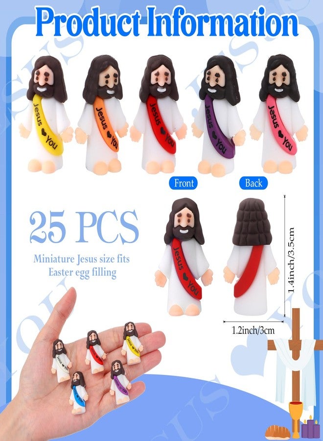 Bememo 25 Pcs Little Jesus Figures Original Design Jesus Love You Mini Rubber Toys to Hide and Seek Religious Party Favors Sunday School Baptism Gifts(Bright Color) - Image 2