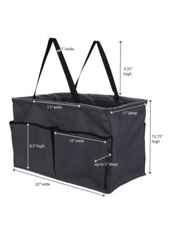 Household Essentials Grey Krush Canvas Utility Tote with Pockets Reusable Grocery Shopping Bag Large  - Image 2