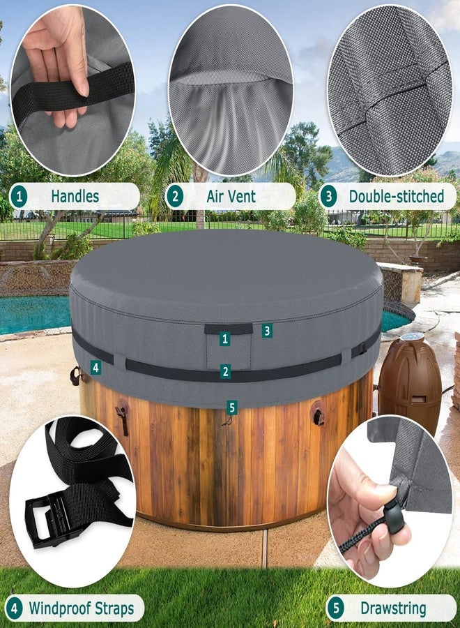 AKEfit Round Hot Tub Cover, 600D Polyester Waterproof SPA Covers for Hot Tub, UV Protection & Windproof, Hot Tub Cover Protector Fits 80''x 14'', Grey - Image 3
