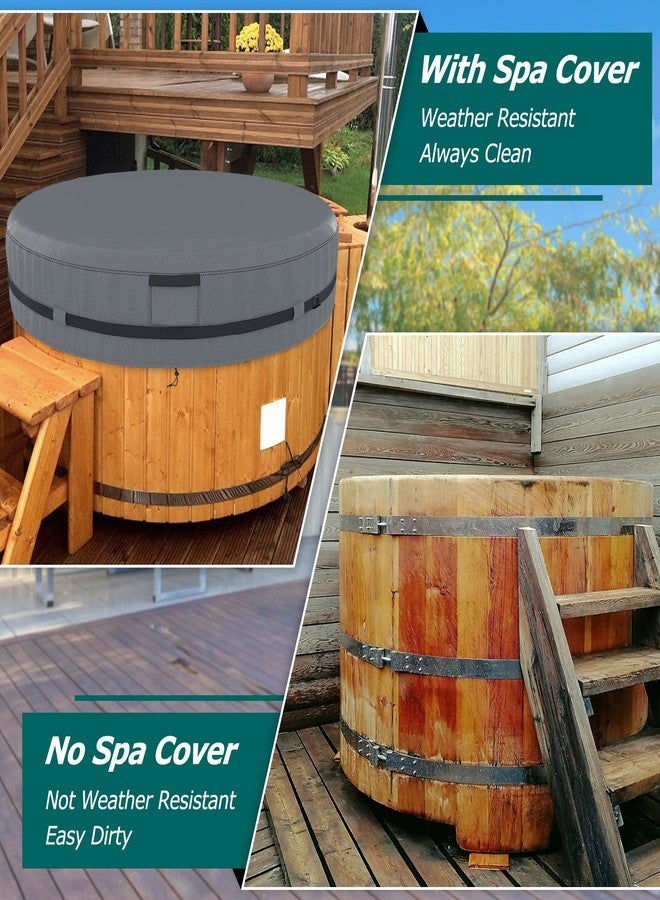 AKEfit Round Hot Tub Cover, 600D Polyester Waterproof SPA Covers for Hot Tub, UV Protection & Windproof, Hot Tub Cover Protector Fits 80''x 14'', Grey - Image 4