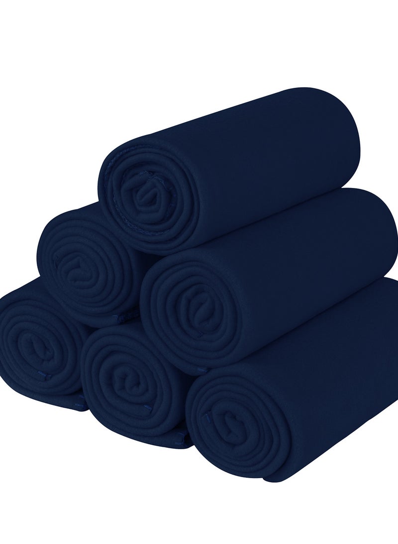 بطانية رمي الصوف، 6 قطع، بطانيات ناعمة، مريحة، خفيفة، بطانية سفر، بطانية الحيوانات الأليفة، دافئة، نزهة، بطانية صغيرة، صلبة للأريكة، السرير، المنزل، الأريكة، في الهواء الطلق، حفل الزفاف، 127 × 152 سم، لون بحري - Image 1