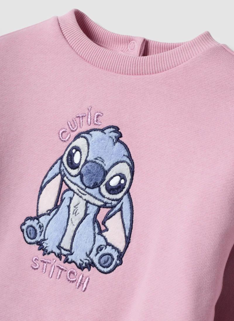 Ovs  OVS Pink Pure Cotton Tracksuit With Lilo & Stitch Embroidery For Girls for Women | Best Price UAE