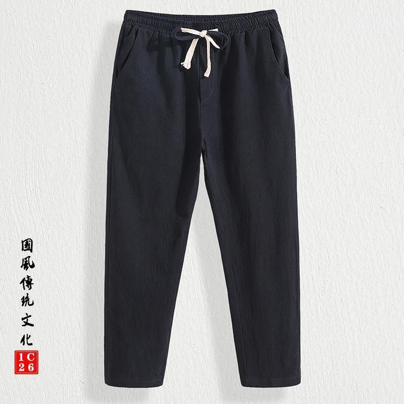 Linen Pants Men's Loose Cotton and Linen Trousers Thin Men's Casual Pants Summer Linen Pants Trendy Vintage Straight plus size - Image 2