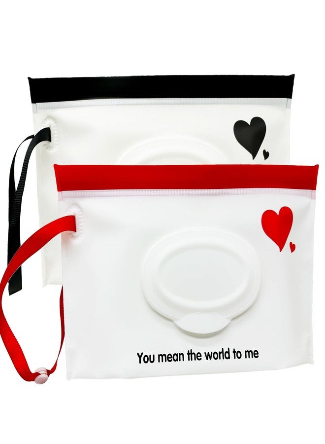 VOONGOR Baby Portable Wipe Dispenser, Reusable & Refillable Wet Wipe Pouch with Wrist Straps, Travel Wipes Holder & Case, Lightweight Flushable Diaper Wipes Container (Heart Pattern) - Image 1