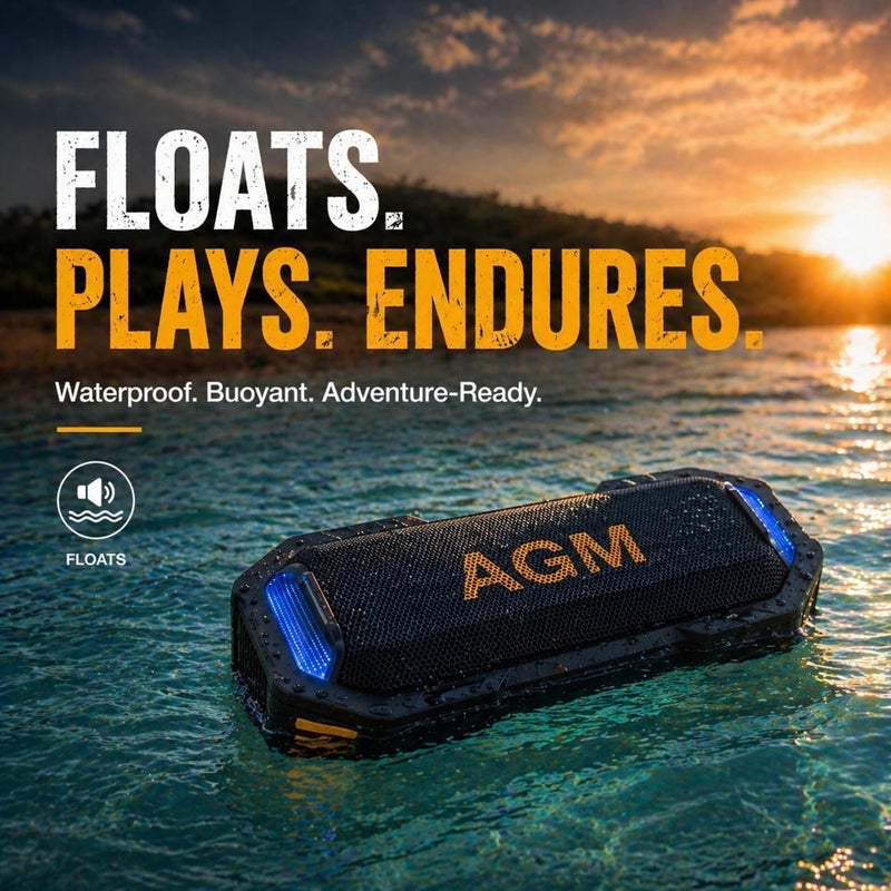 AGM Room to room portable Magrock Magnetic Portable Bluetooth Speaker,IP67 Waterproof,1800 mAh | Powerful Bass & TWS Stereo Sound for Outdoor Parties, Pool, Beach & Camping - Dynamic RGB Lights Reliable daily use design - Image 4