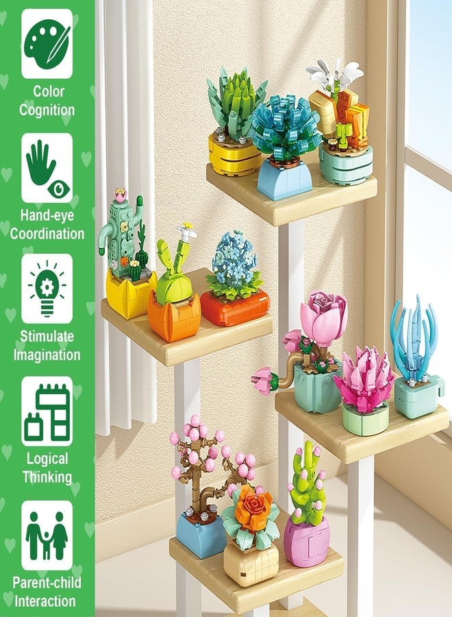 Asoulin 24PCS Flowers Succulents Building Blocks Easter Gifts for Kids Party Favors Goodie Bag Stuffers Classroom Prizes Prefilled Easter Basket Treasure Box Toy Birthday Return Gifts for Boys Girls Ages 6+ - Image 4